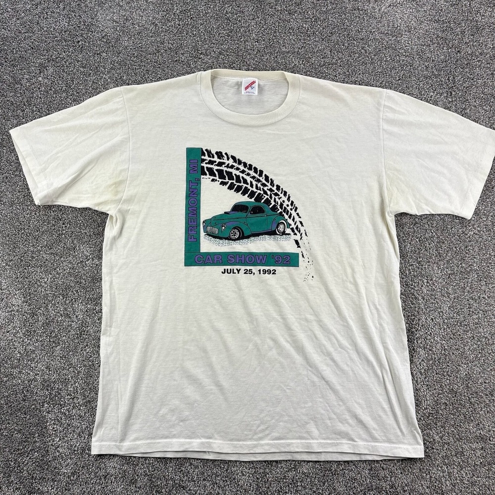Vintage Fremont Michigan Car Show Shirt Men XL White National Baby Food Festival